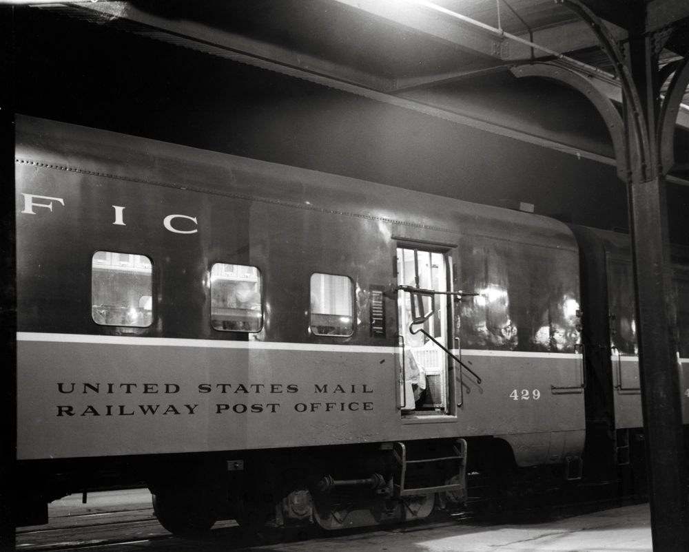 black and white photo of railway post office