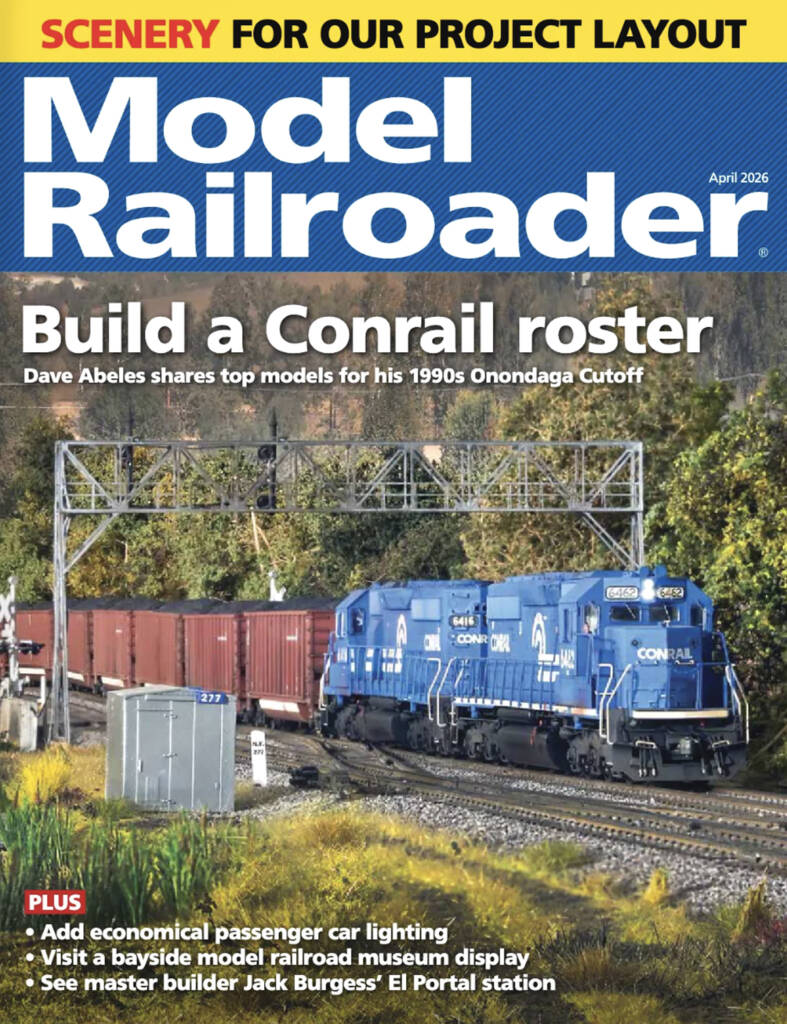 The April 2026 cover of Model Railroader magazine