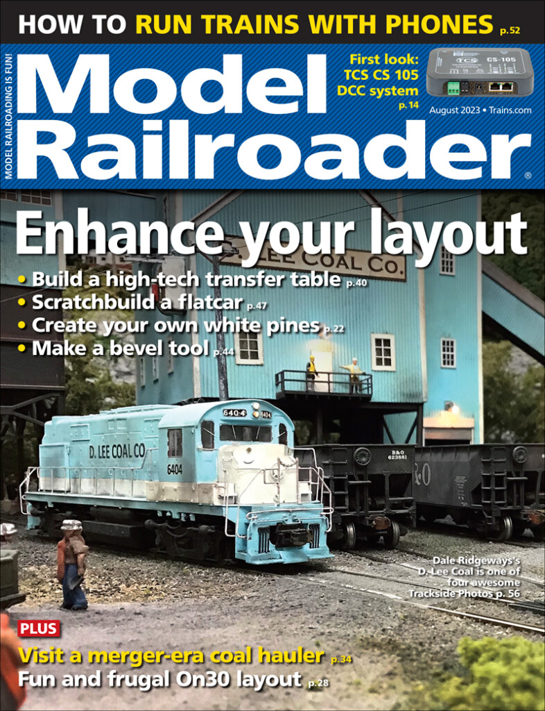 The cover of Model Railroader for August 2023