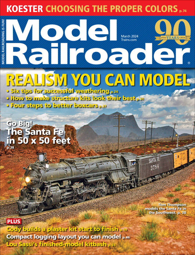 A magazine cover depicting a model train in a western setting