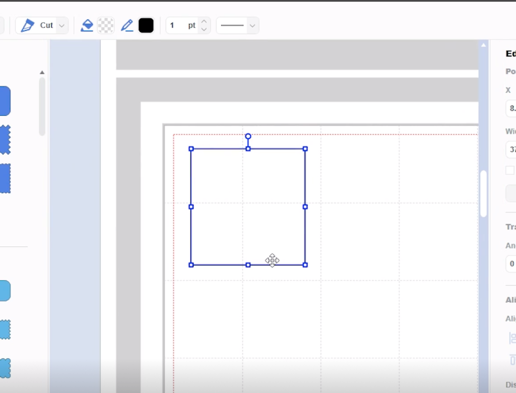 Computer screen with 2-d shape.