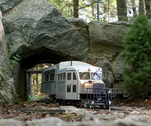 Goose going under a real rock tunnel on the SJR&P.