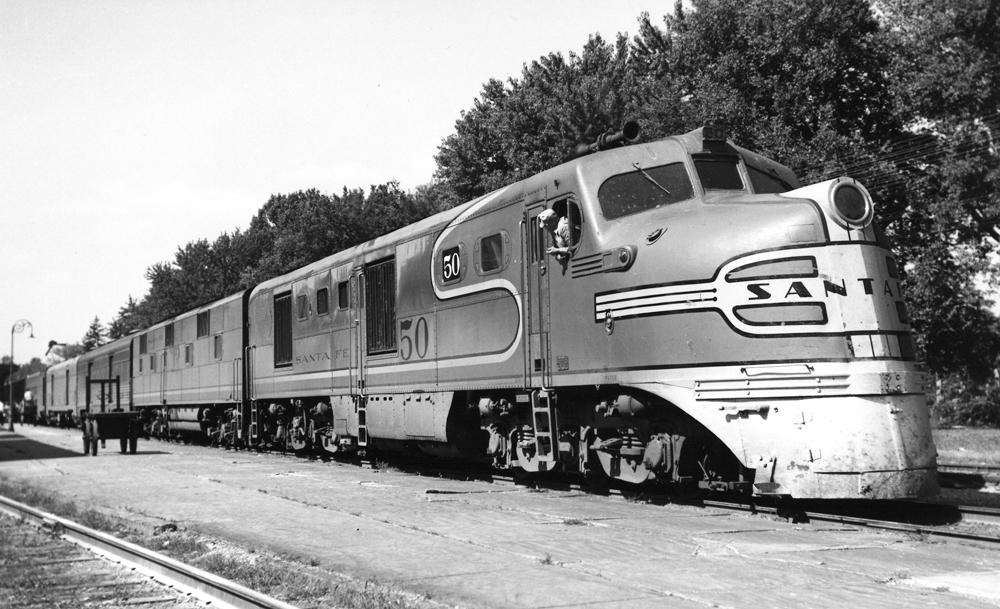 A closeup shot of a santa fe train