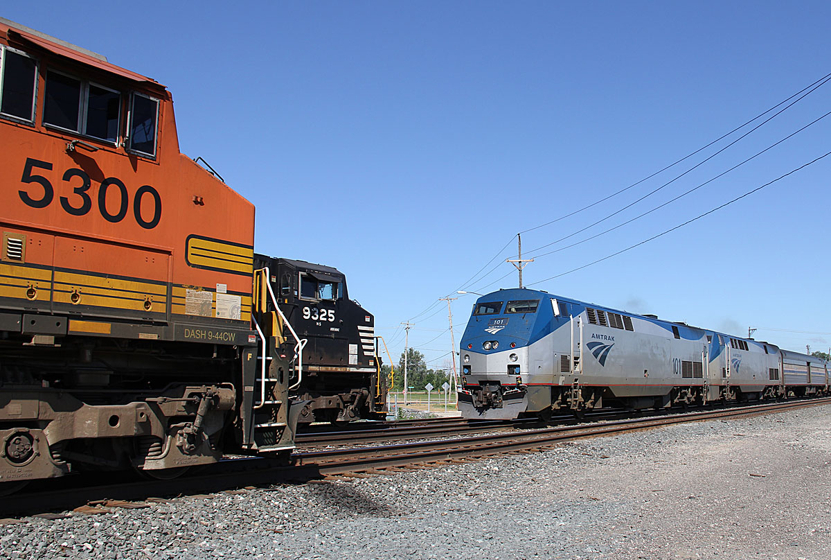 three locomotives on track