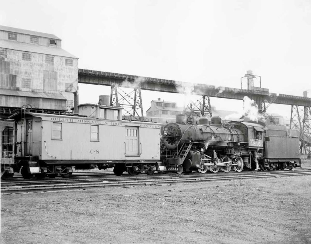 Duluth Missabe and Iron Range 2-8-0 at Rainy Junction, Minn.