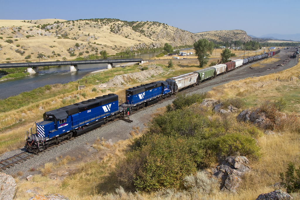 A train passing through a hilly area