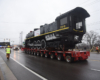 Steam NC&StL locomotives on flatbed truck