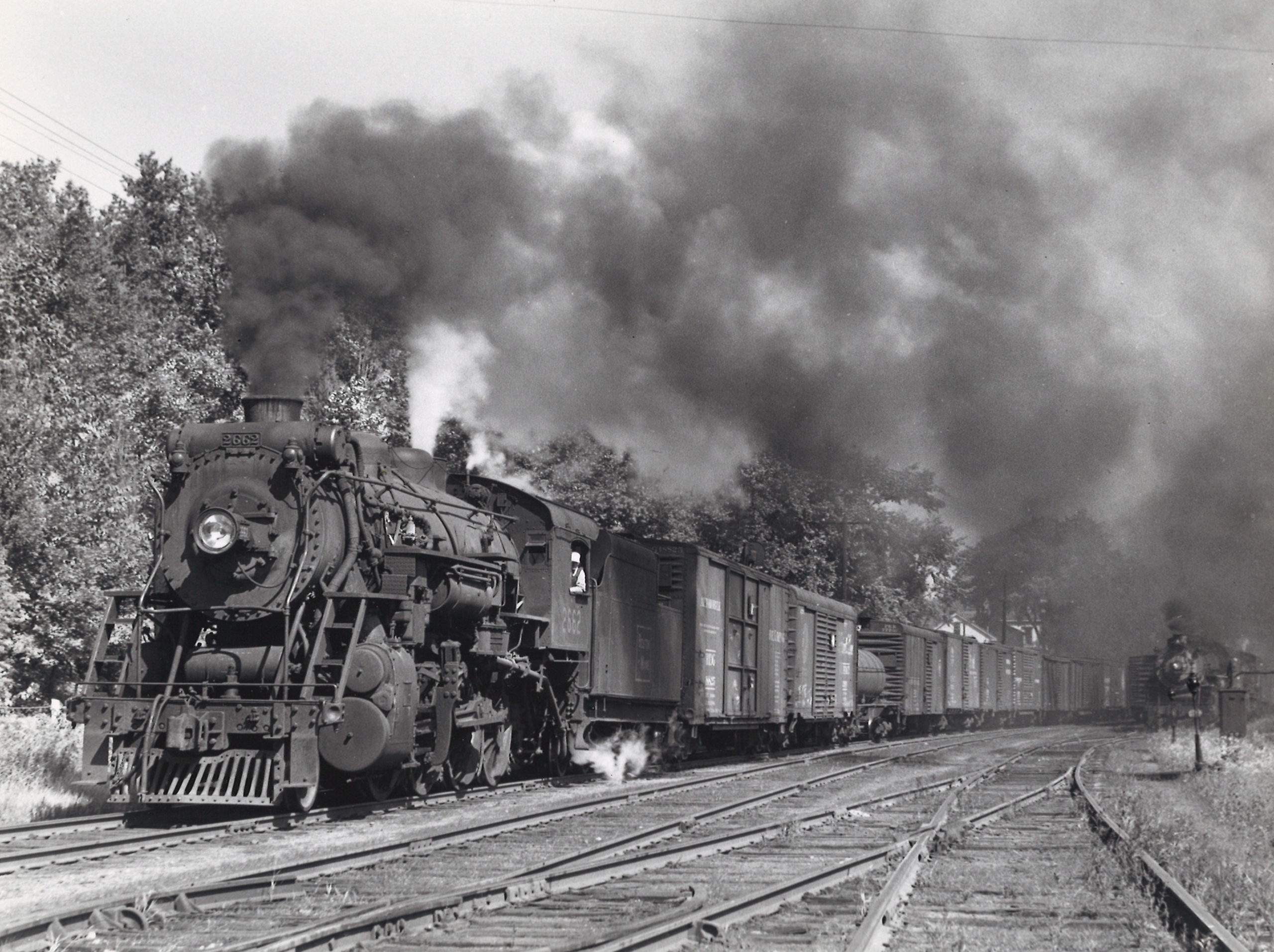 a steam freight train