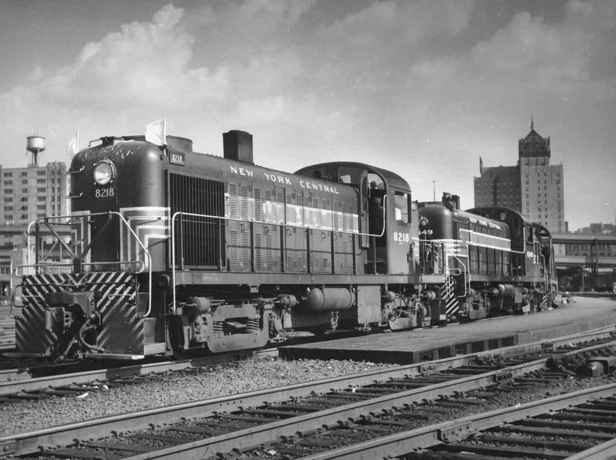 Diesel locomotives in downtown station