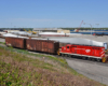 A train parked outside a rail yard