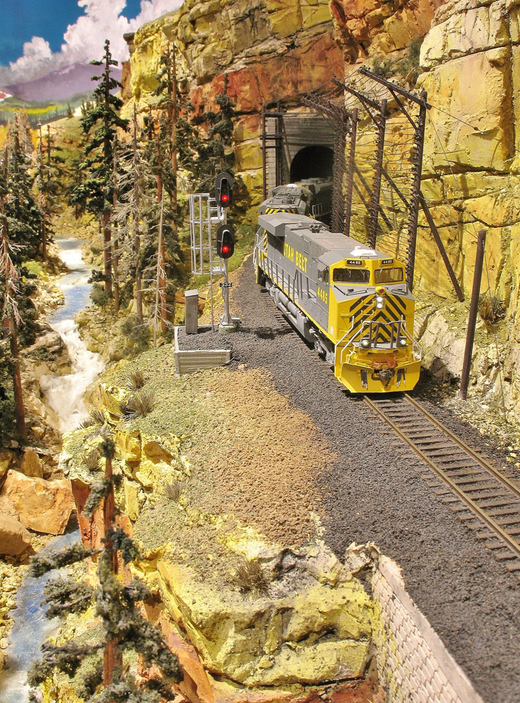 Train coming out of a tunnel