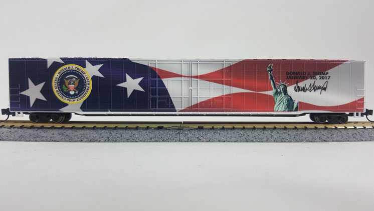 Con-Cor N scale Donald J. Trump presidential inauguration 85-foot boxcar