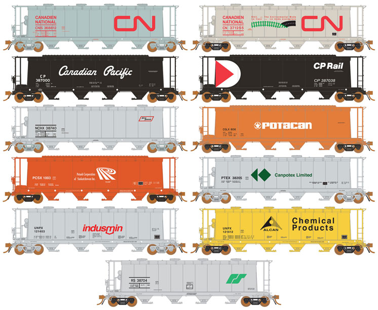 Rapido Trains HO scale 3,800-cubic-foot-capacity cylindrical covered hoppers