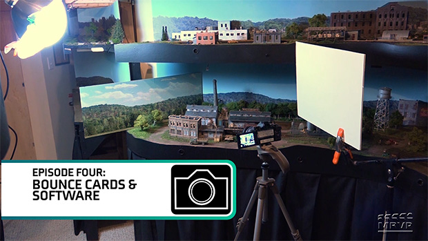 How-to Library: Easy Model Railroad Photography – Episode 4 Bounce Cards and Software