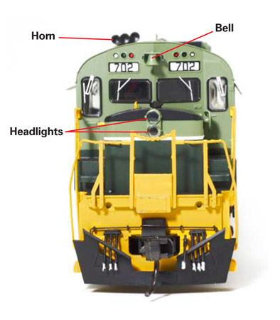 The placement of details like the horn bell and lights follows the prototype