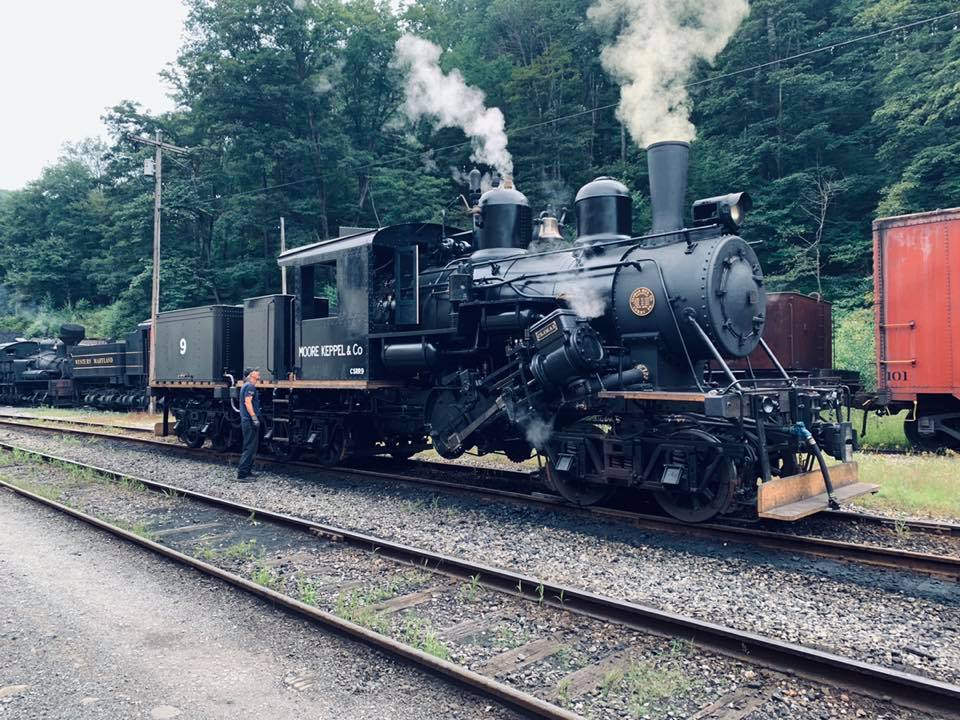 Restored geared steam locomotives without train cars