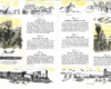 Illustrations of trains and horses with descriptive text