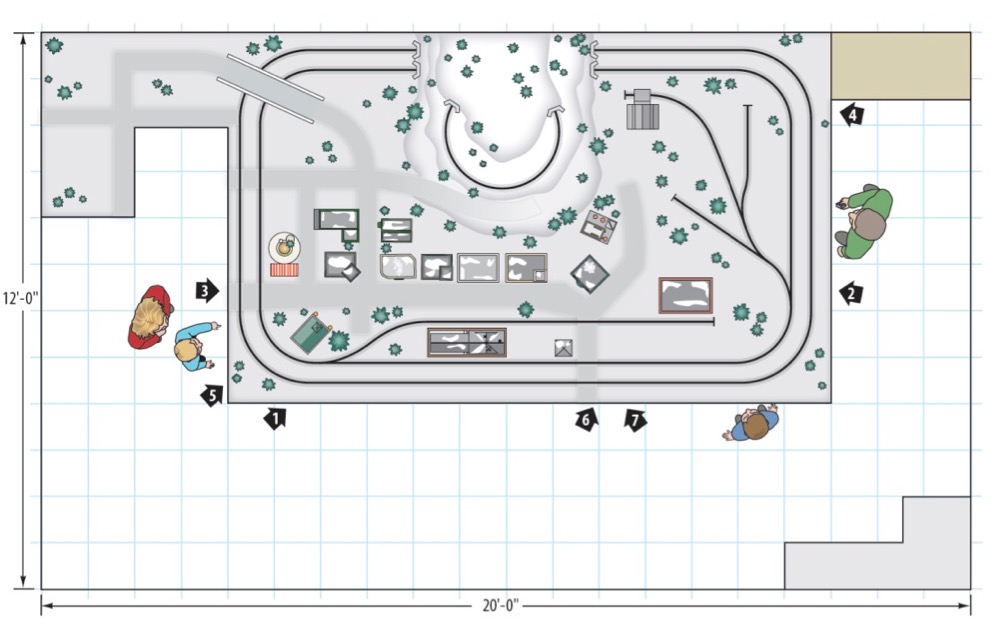 Donald and Miriam Pruter 12 x 20-foot O gauge Christmas layout track plan