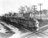 Three-unit diesel set approaching diamond crossing