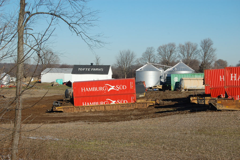 Storage containers sitting in a yard