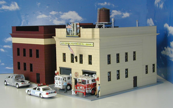 Build a two-engine firehouse from kitbash remnants