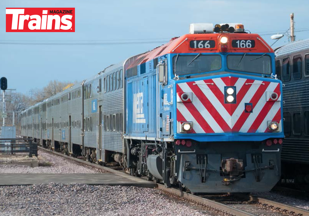 Metra No. 166 leads a train at Kenosha, Wisconsin, in 2011.