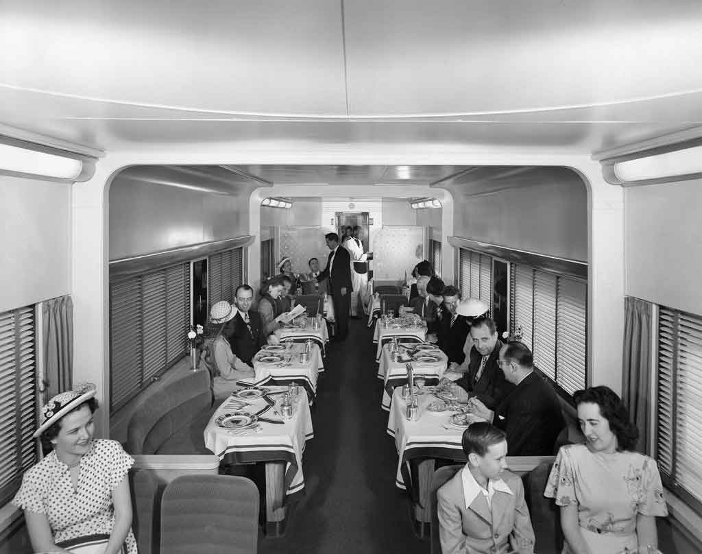 Patrons rest in dining car