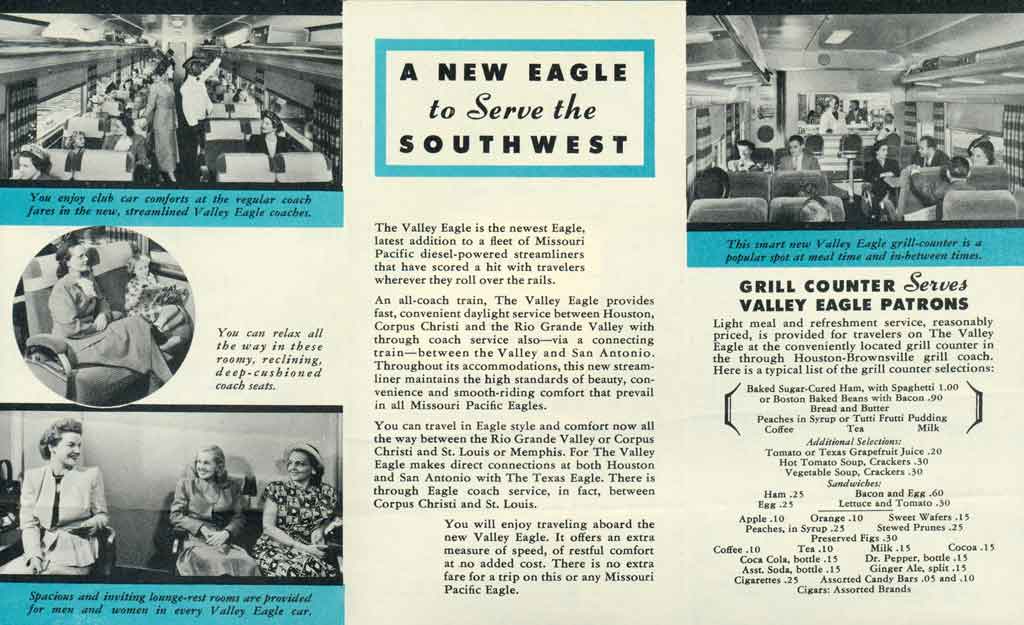 Photos of train interior and dining car menu