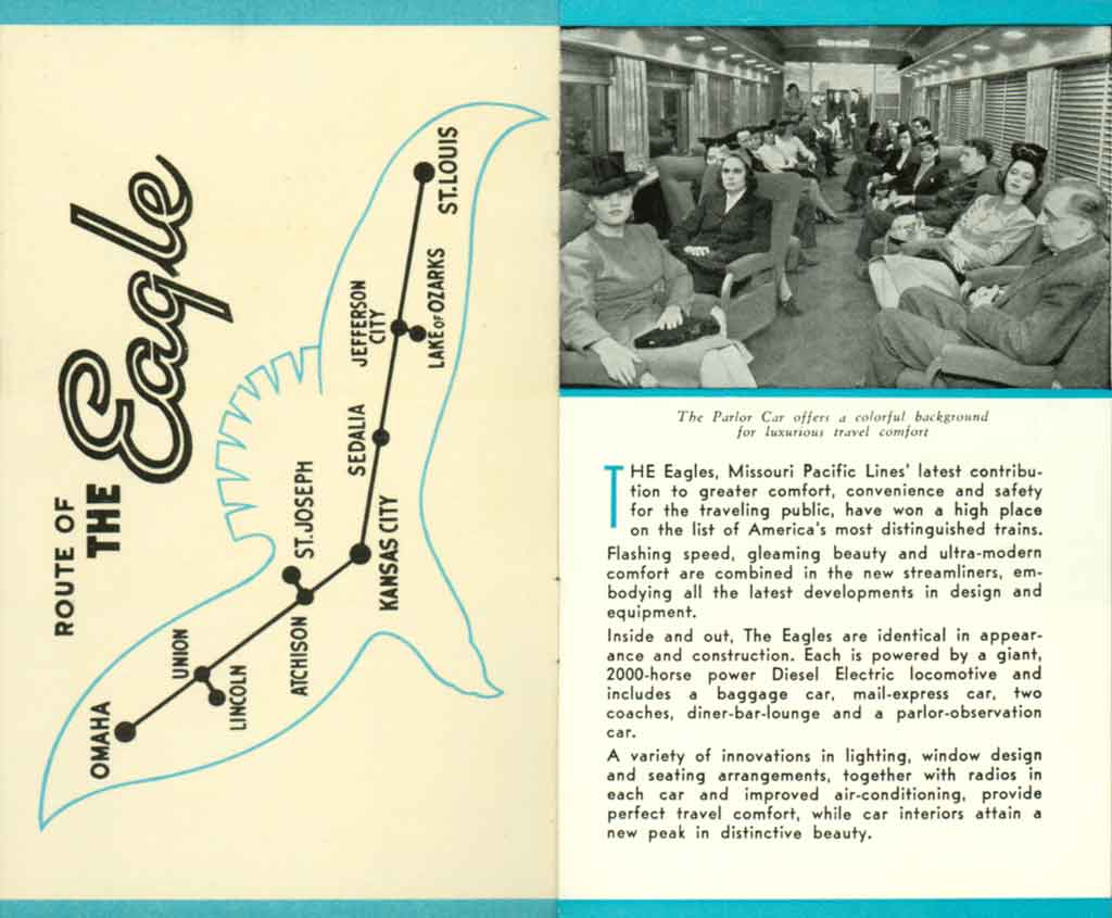 Route map and photo of train interior