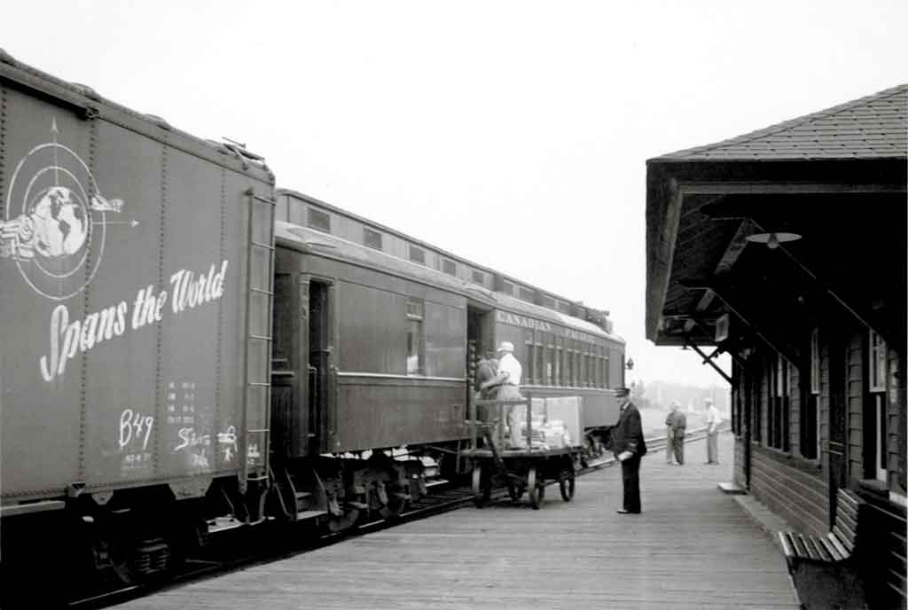 Baggage loaded on wagon on station platform