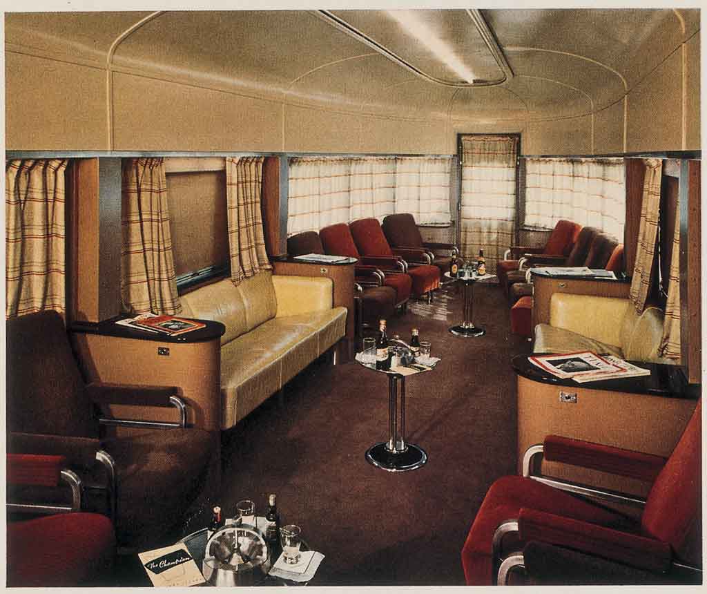 the inside of an observation car