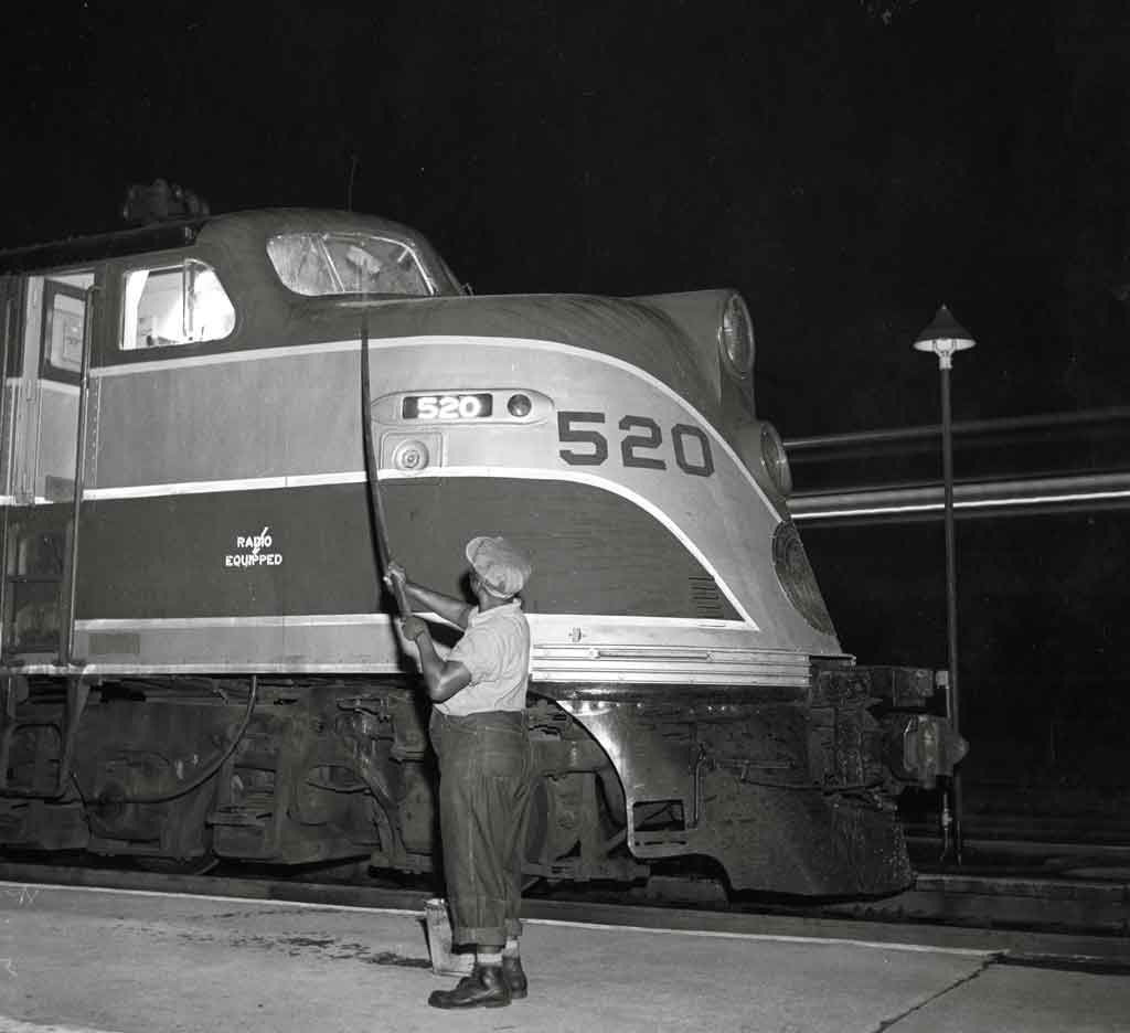 a diesel engine's window is getting washed