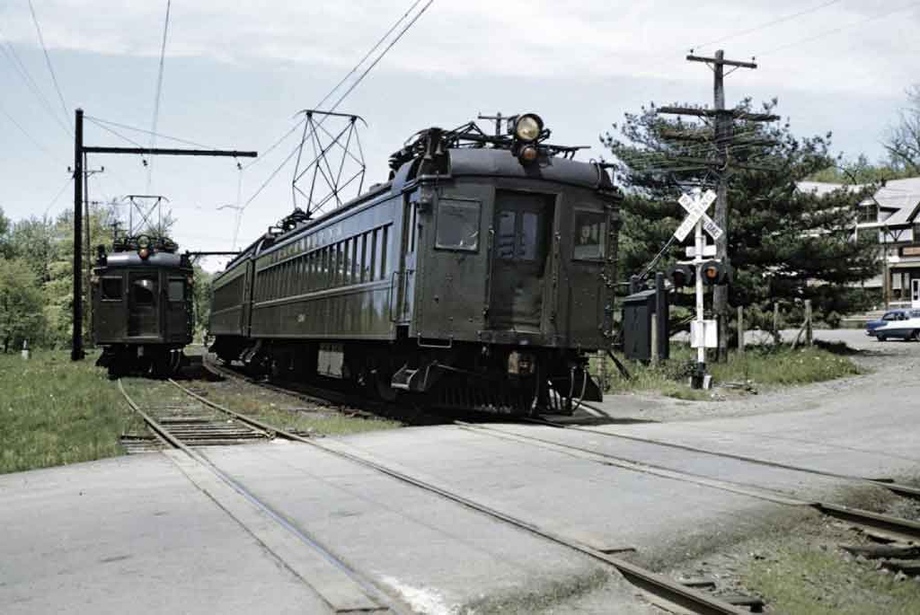 a couple of electric trains