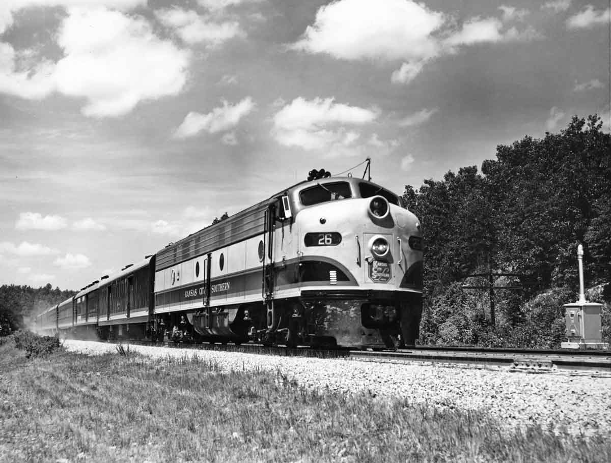 Diesel locomotive with passenger train
