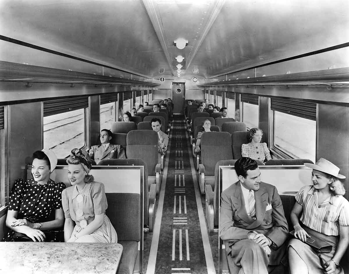 Passengers inside coach