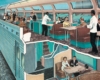 An illustration of the inside of a double decker passenger car