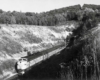 a passenger train in a ravine