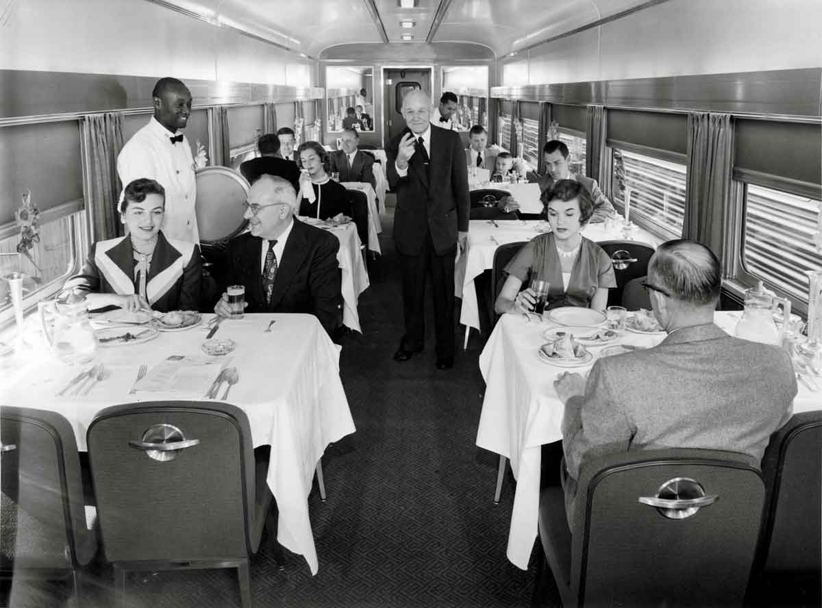 diners seated in a dining car