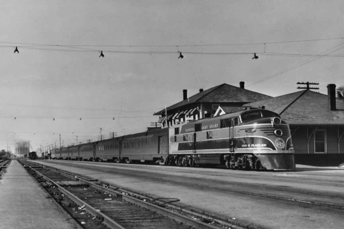 a passenger train at a station