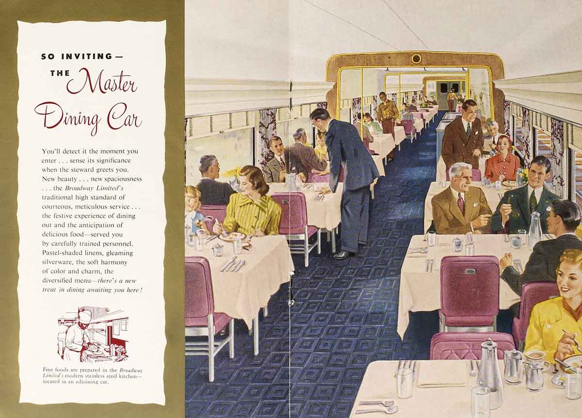 A brochure that promotes a dining car