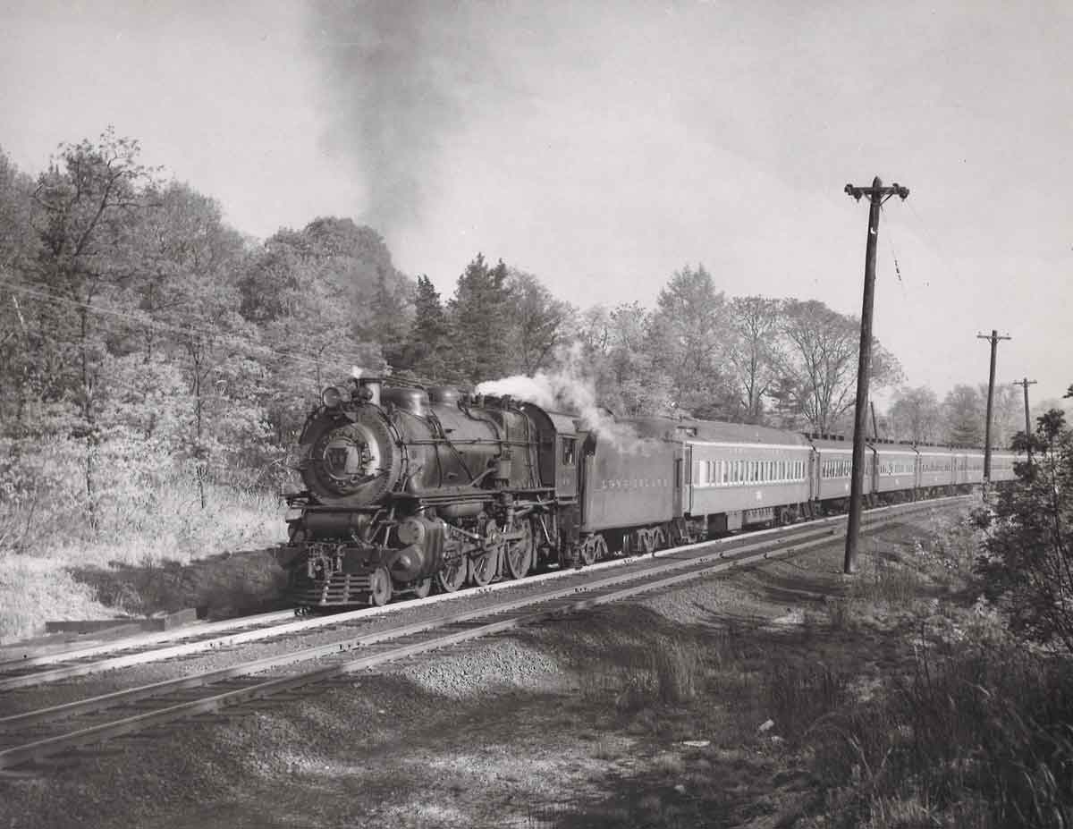 A train with a steam engine