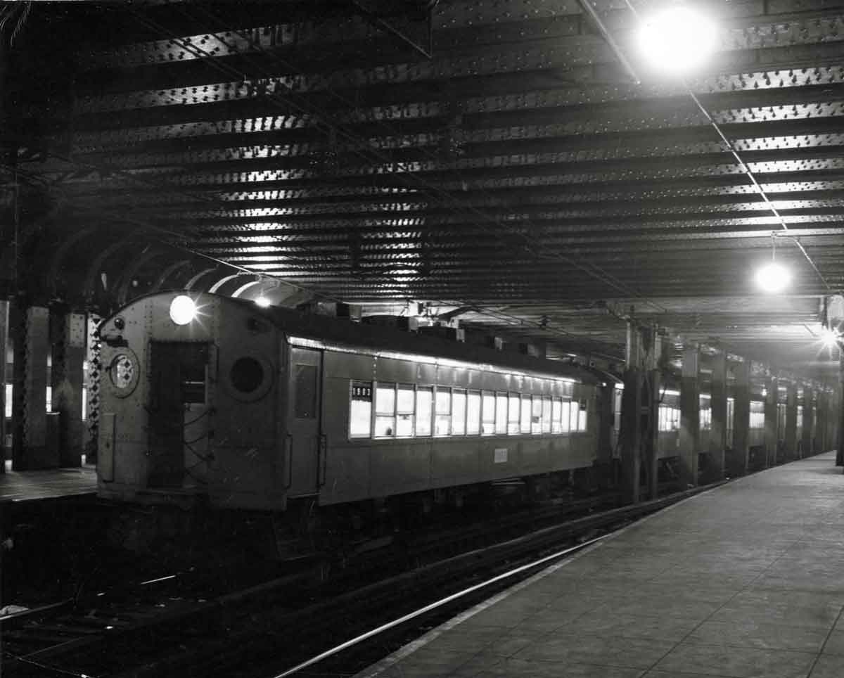 A passenger train in station