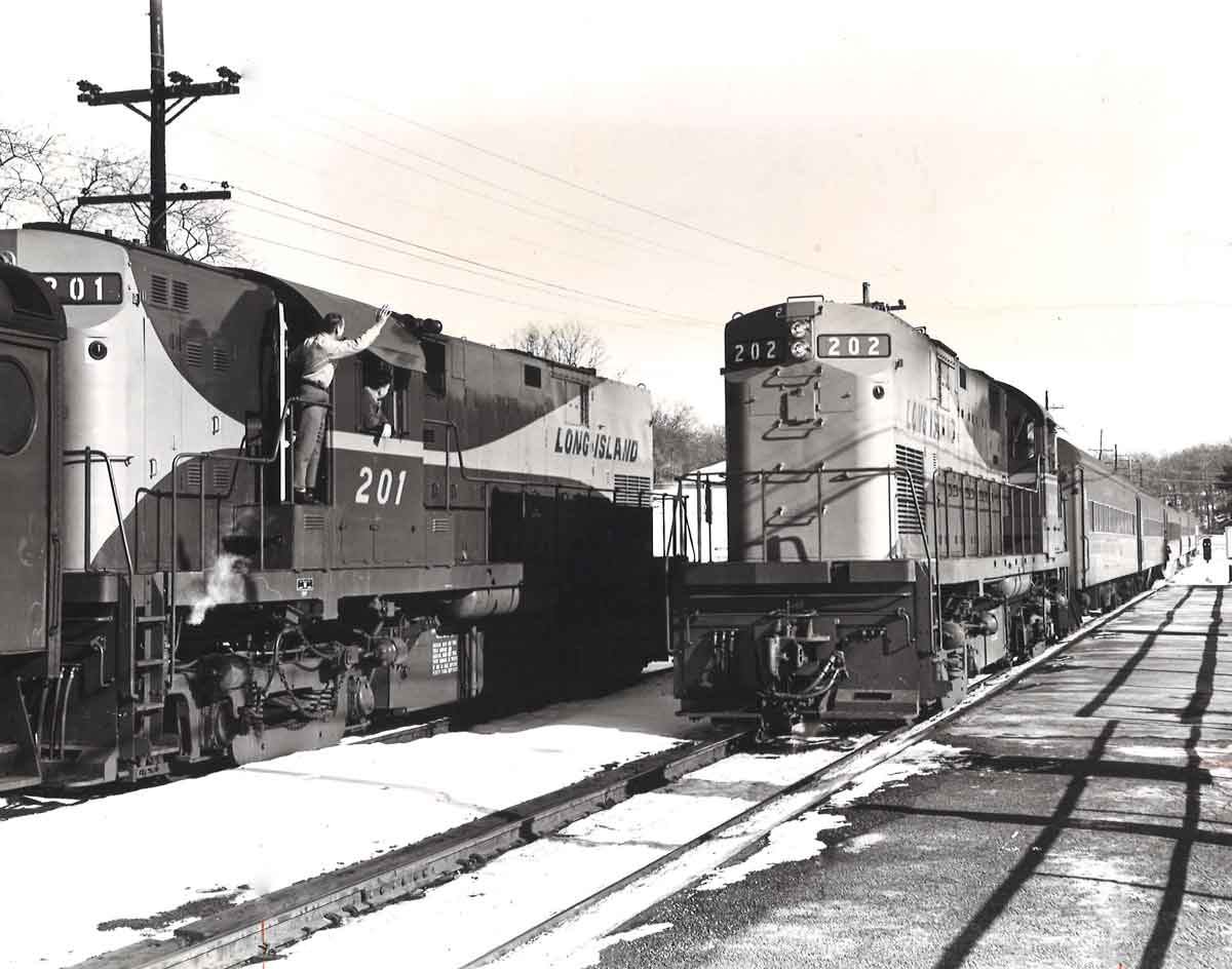 a couple of diesel locomotives