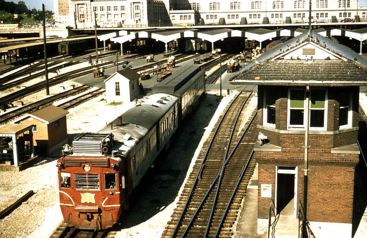 A train passing through a station