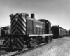 A passenger train at a station