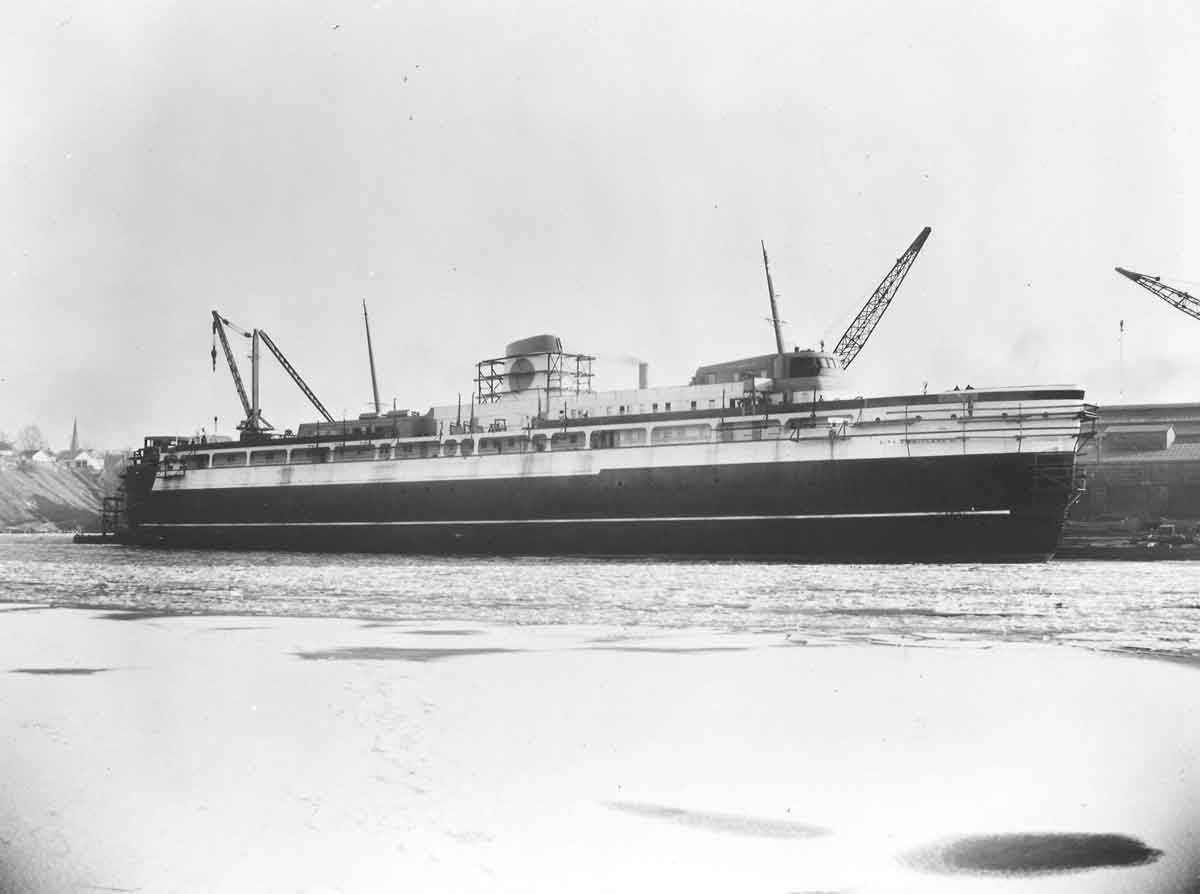 A carry ferry traveling across the water