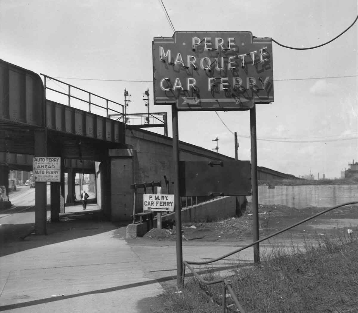 A pere marquette car ferry sign