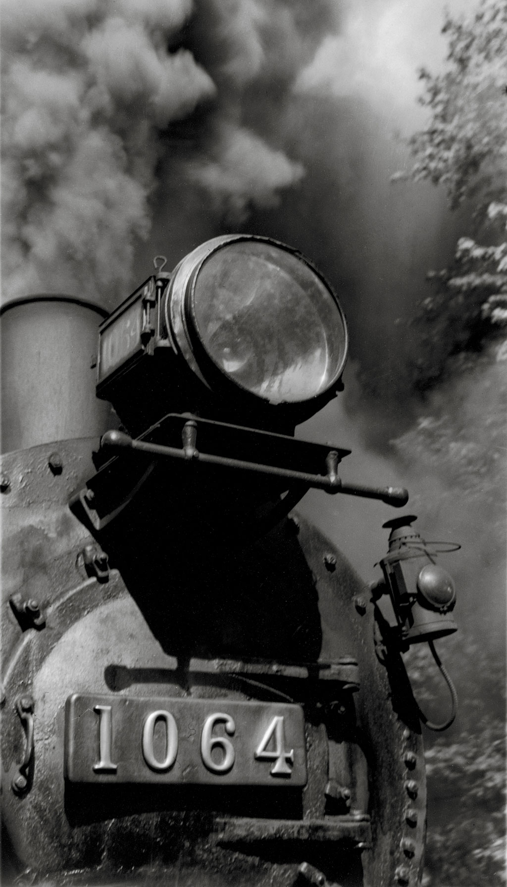 A closeup of the front of a train