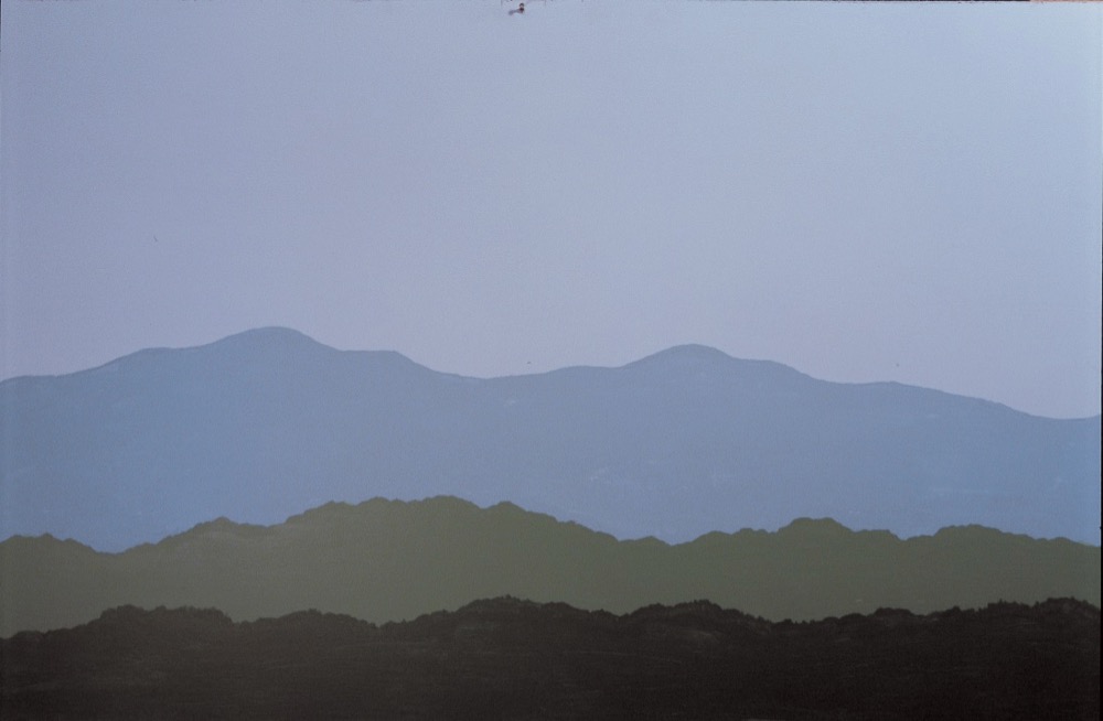 Simple mountain backdrop painting for your toy train layout