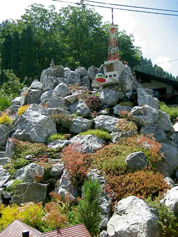model mountain made from gray rocks